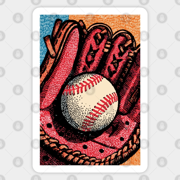 Vintage Baseball Glove | America's Pastime Art Magnet by TuncGK